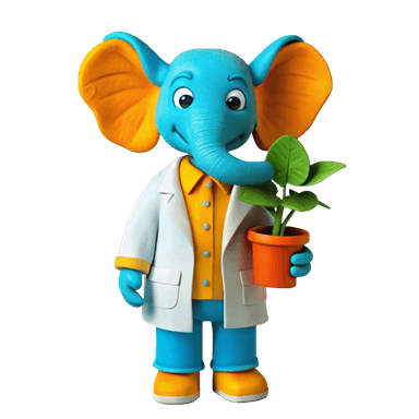Elephant Holding a Plant